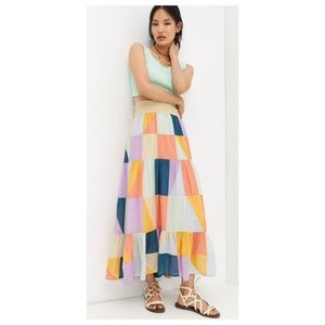 NWOT Anthropologie Patchwork Maxi Skirt  Size Medium